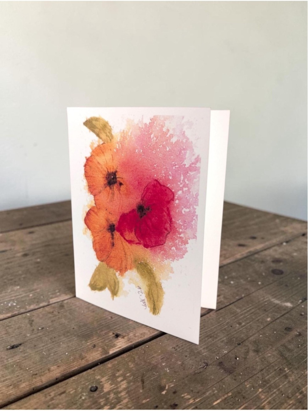 12 Watercolor Notecards: Abstract Hibiscus (4.25" x 5.5") Set of 12 - Picture 2 of 8